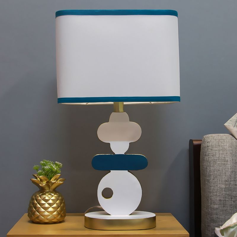 Lampe de nuit de chevet simple simple éclairage de lecture bleu / vert moderne avec une teinte en tissu de baril