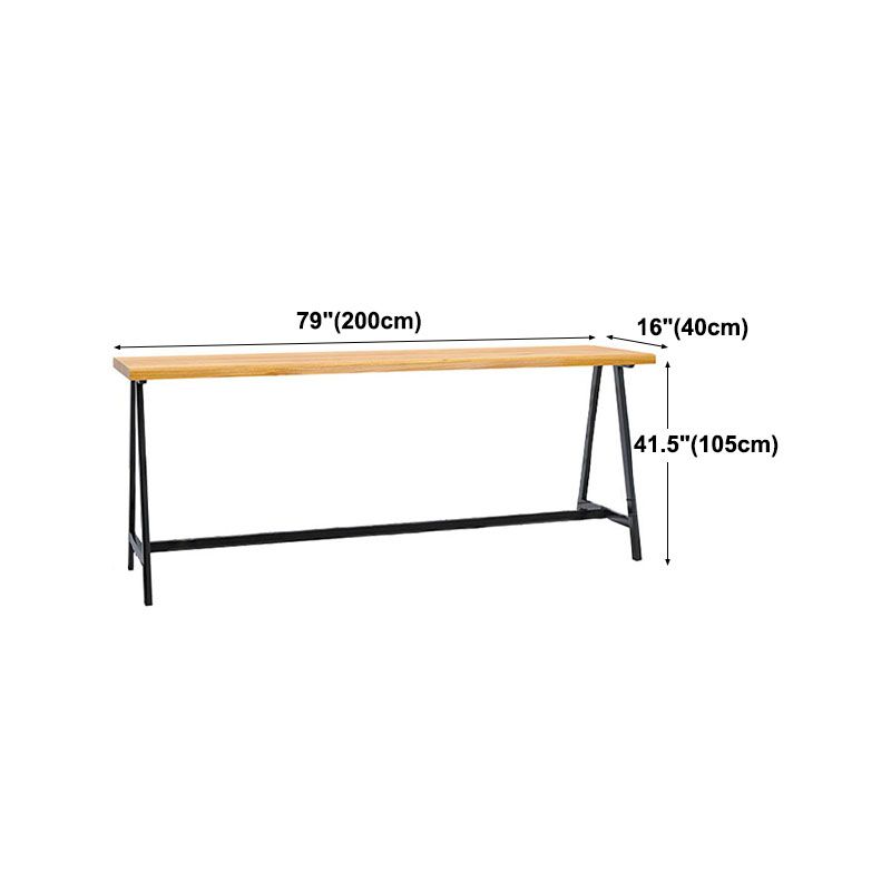 Dining Room Rectangle Wood Top Counter Table Metal Black Legs Industrial Bar Table