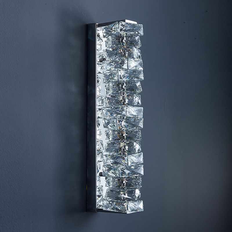 Contemporary Metal Wall Light Geometric Wall Sconce with Crystal for Bedroom