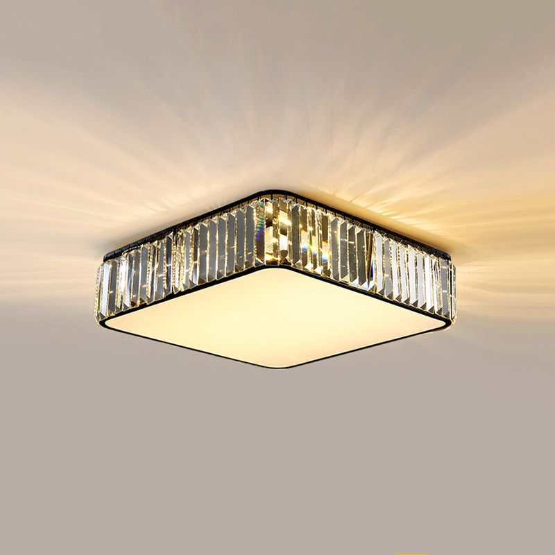 Plafonnier LED carré en cristal, plafonnier en fer forgé de Style concis et moderne pour le salon