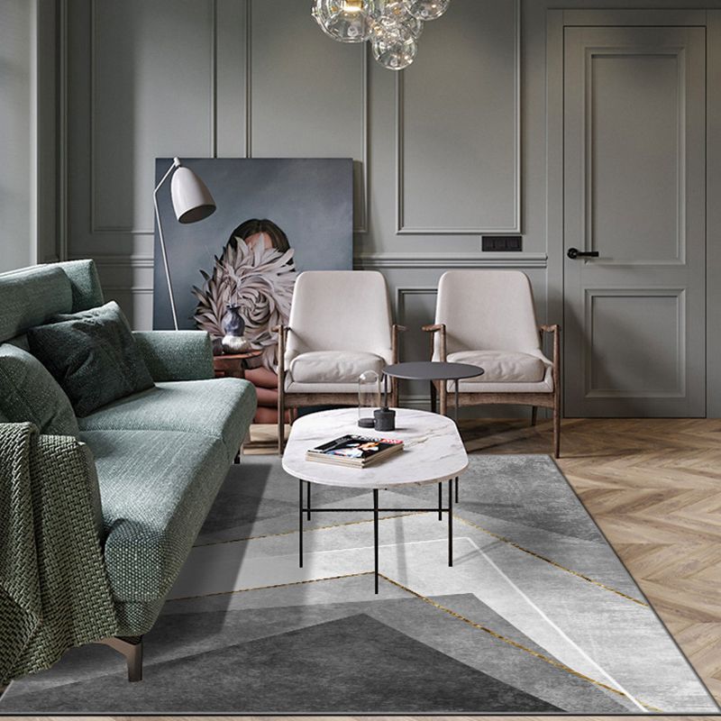 Grijs modern tapijt geometrisch patroon polyester gebied tapijt niet-slip achterste ruggebied tapijt voor woningdecoratie
