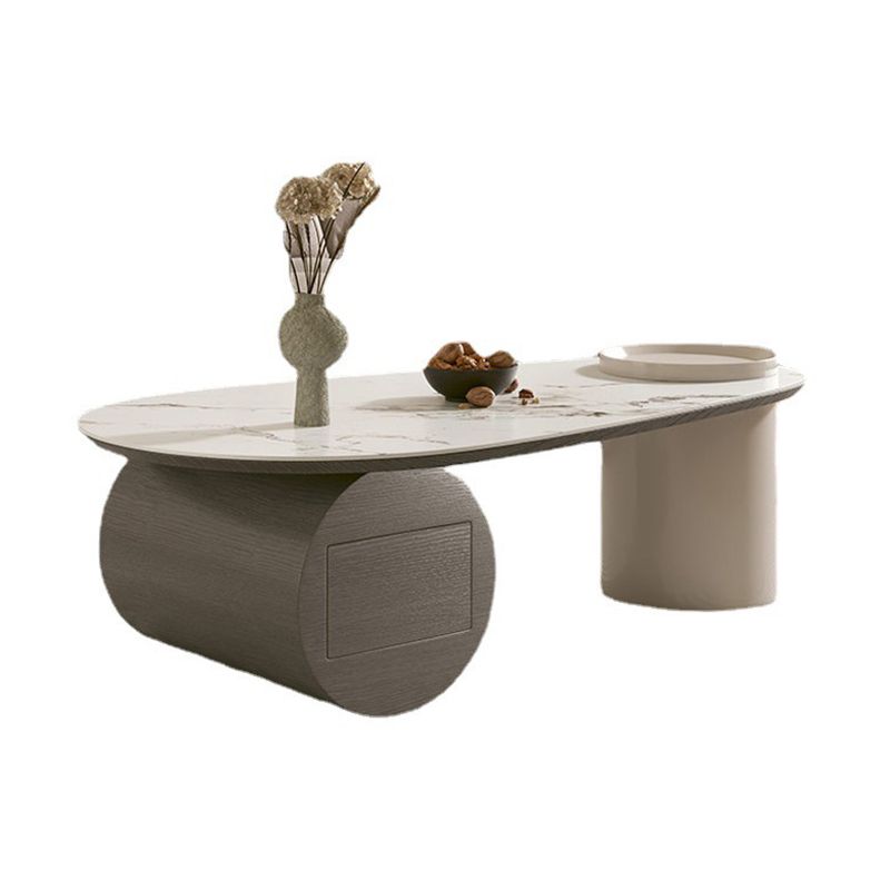 Modern Abstract Base Coffee Table Slate Free Form Coffee Cocktail Table with drawers