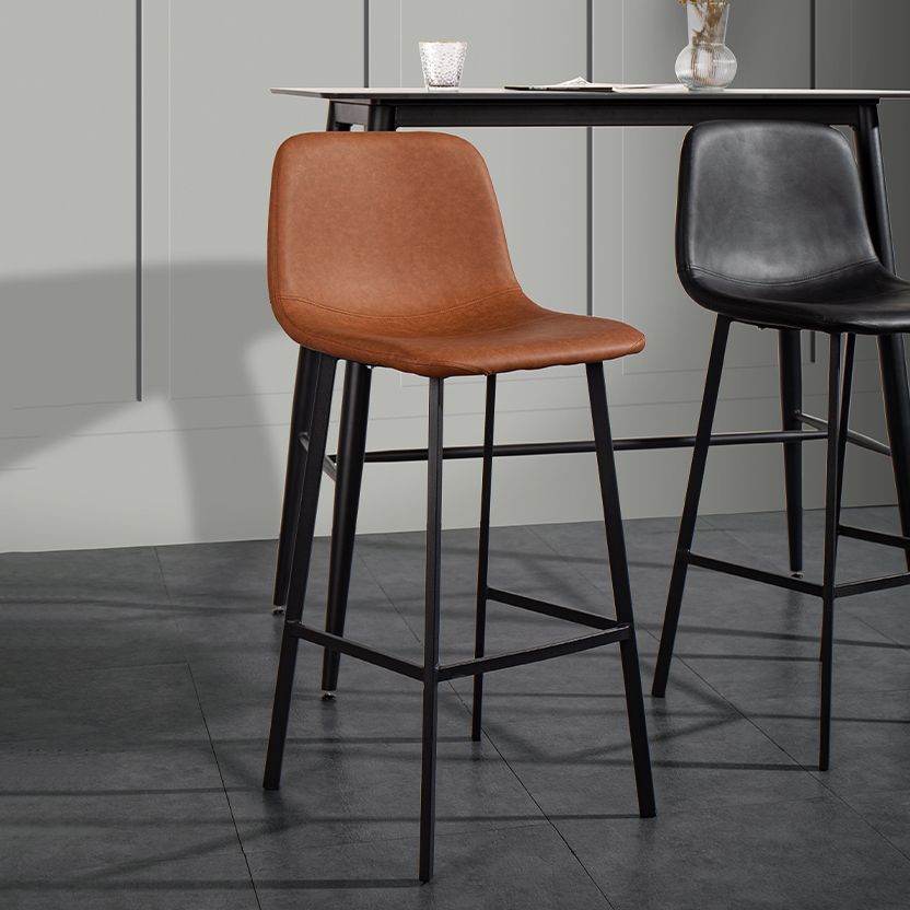 Metal Scandinavian Dining Room Armless Stool Low Back Bar Stool