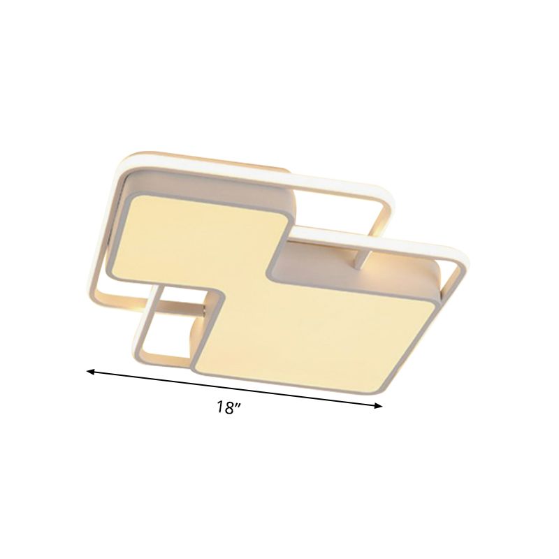 Lampe encastrée à LED géométrique noire/blanche 18"/21,5" W moderne en gel de silice proche du plafonnier en blanc/lumière 3 couleurs