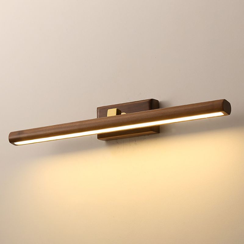 Wood Linear Wall Sconce Modern 1 Light Mirror Wall Mount Light Fixture