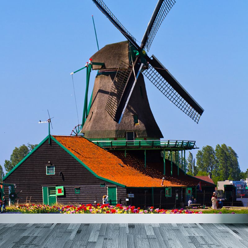 Whole Windmill View Mural Wallpaper for Wall Decor Contemporary Girls Room Wall Art