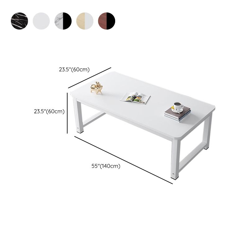 Rectangle Wooden Top Coffee Table with Metal Four legs Modern Style
