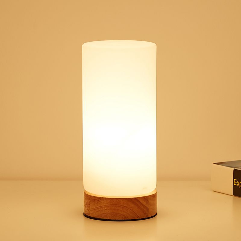 Bulb globo/cilindro/lettura quadrata di lettura di lettura luce moderna in legno di vetro bianco illuminazione