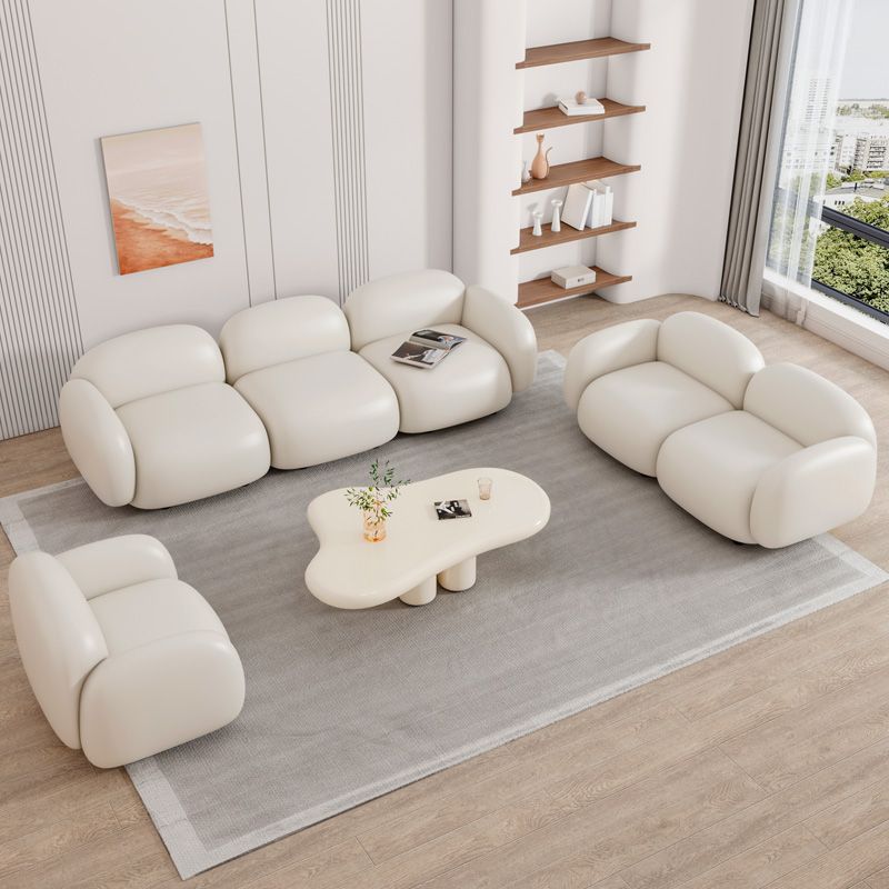 Glam Seating Square Arm White Cushions Standard Living Room Settee