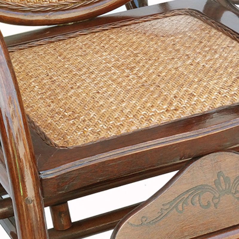 Vintage Style Wood Leisure Lazy Sofa Chair Adjustable Lounge Rocking Chair for Balcony