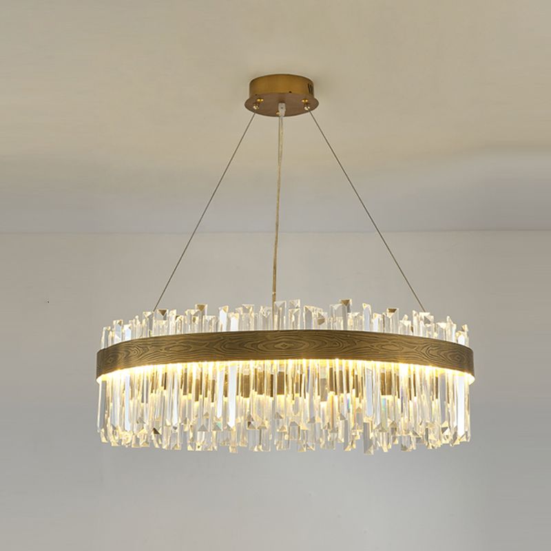 Gold Nordic Modern Lighting Fixtures Crystal Circle Down Lighting Pendant