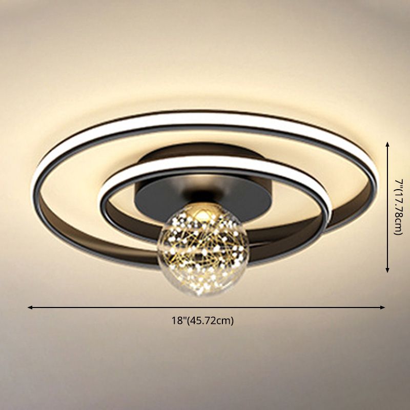 Cirkel plafondgemonteerd armatuur Nordic metalen LED slaapkamer plafondlamp in zwart