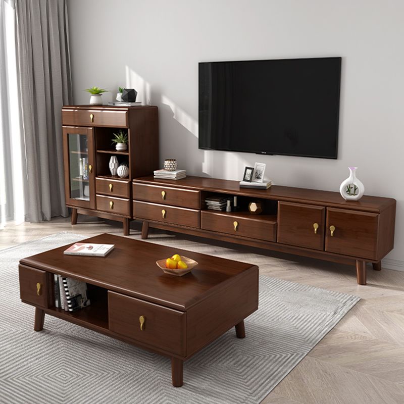 19.69"H TV Stand Contemporary Style Solid Wood TV Console with 3 Drawers