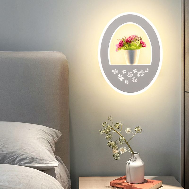 1-Light LED Wall Sconce Light Modern Oval Wall Mount Light for Living Room