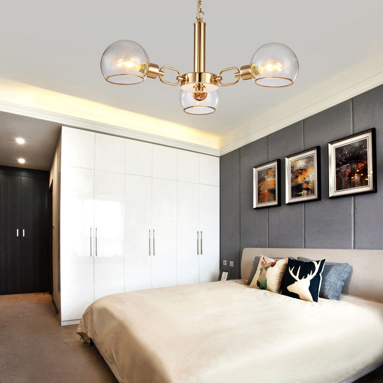 Modern Luxury Sputnik Pendant Light Wrought Iron Hanging Lamp with Clear Glass Shade