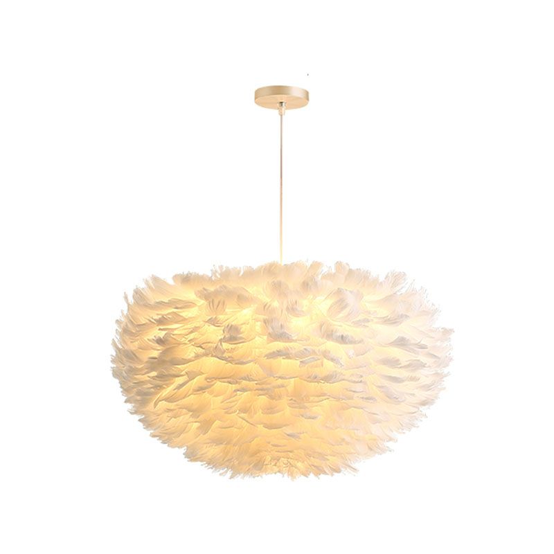 Luminaires de lustre Globe Chandelier Multi-Head Primp à lustre blanc avec une teinte en plumes
