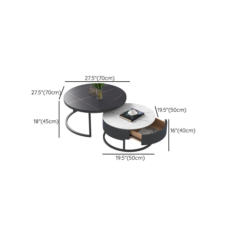 Frame 2 Nesting Coffee Table Set Modern Slate Cocktail Table with Drawer