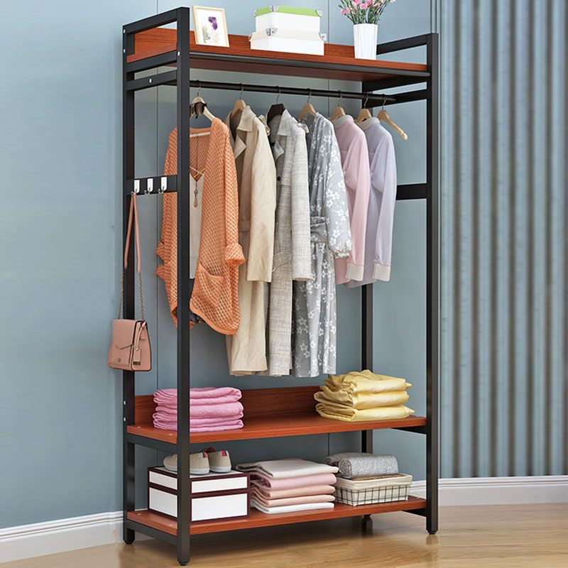 Modern Style Coat Rack Metal Frame Multi-layer Shelve Design Free Standing Coat Rack