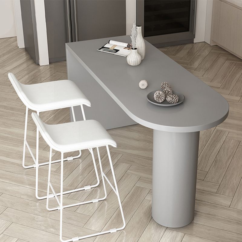 Faux Wood Bar Table Modern Double Pedestal Pub Table for Patio Use