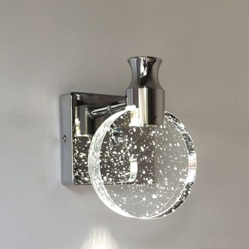 Moderne minimalistische stijl cirkelvormige wand gemonteerd verlichtingskristal 1 lichte sconce verlichtingsarmatuur voor slaapkamer
