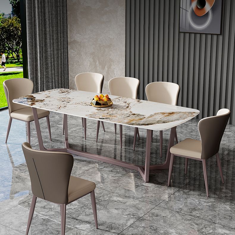 Nordic Glam Rectangle Sintered Stone Dining Table Set 1/4/6/7/8 Pieces Dining Set