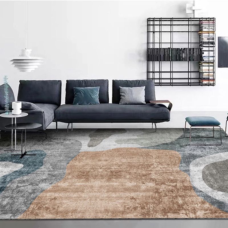 Modern Area Carpet Contrast Panel Polyester Area Rug Stain Resistant Area Carpet for Living Room