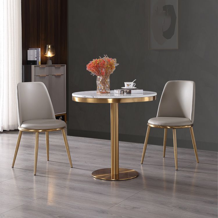 Table à manger en marbre, Table ronde à Base métallique à piédestal unique pour la maison