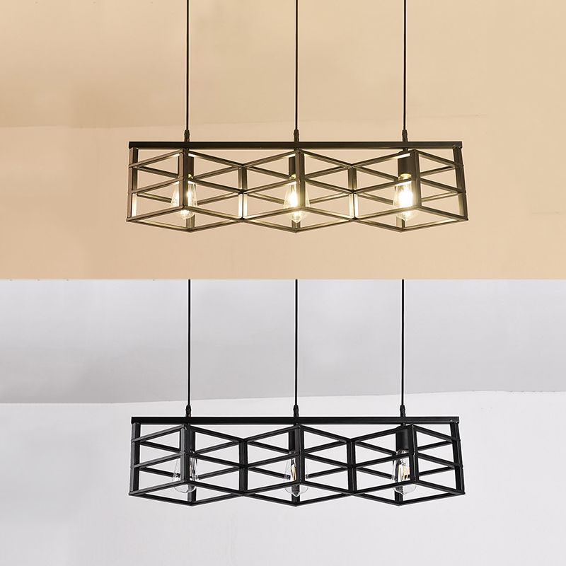 Iluminación colgante de isla metálica INDUSTRIA RESTAURADA NEGRA RESTAURANTE CANDELIER DEL POSTENTO