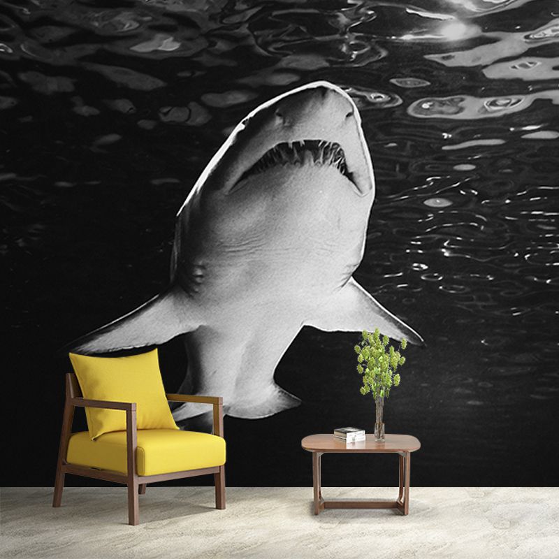 Shark Mural Undersea Creatures Decal Moisture Resistant for Sitting Room, Made to Measure