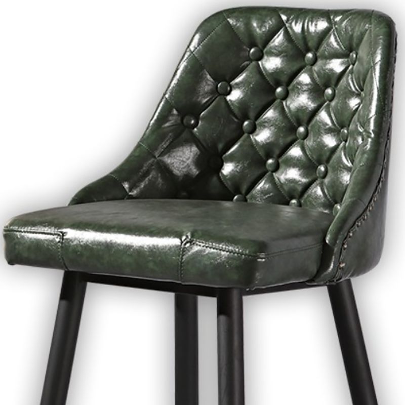 Glam Style Faux Leather Barstool Armless Low Back Bar Stool with Metal Legs
