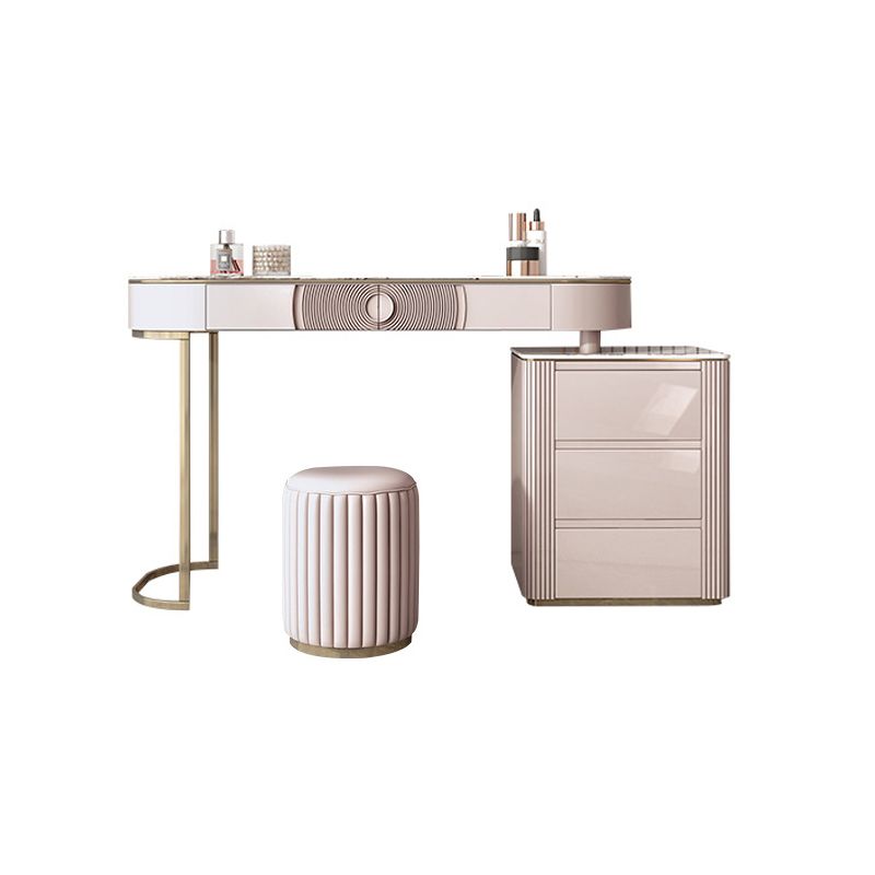 Modern White Vanity Desk with 5 Storage Drawers 15.74" Wide Wood Vanity Set