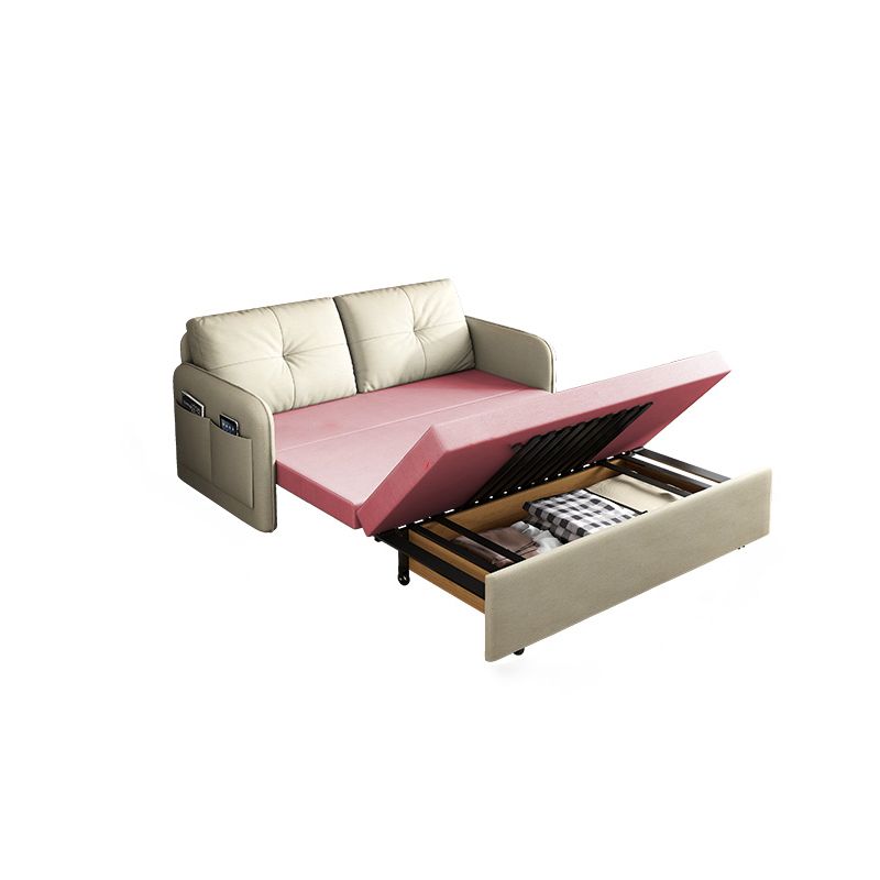 35.4" H Faux Leather Square Arm Tufted Sofa Bed For Living Room