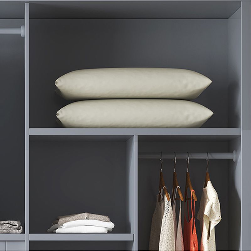 Traditional Rubberwood Solid Wood Frame Wardrobe Freestanding Wardrobe with Legs