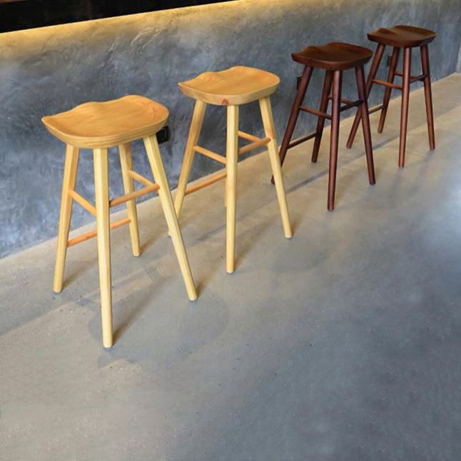 Contemporary Rectangle Bar and Counter Stool Wood Stool with 4 Legs