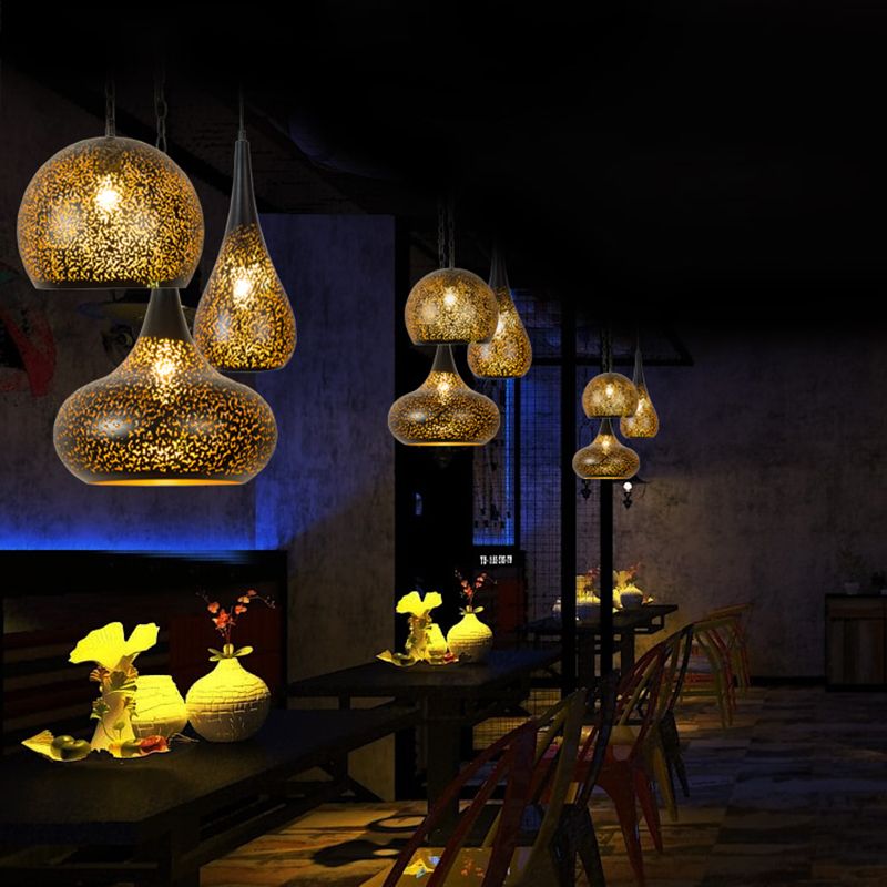 Funzione per illuminazione a pendente in metallo leggero industriale per sala da pranzo