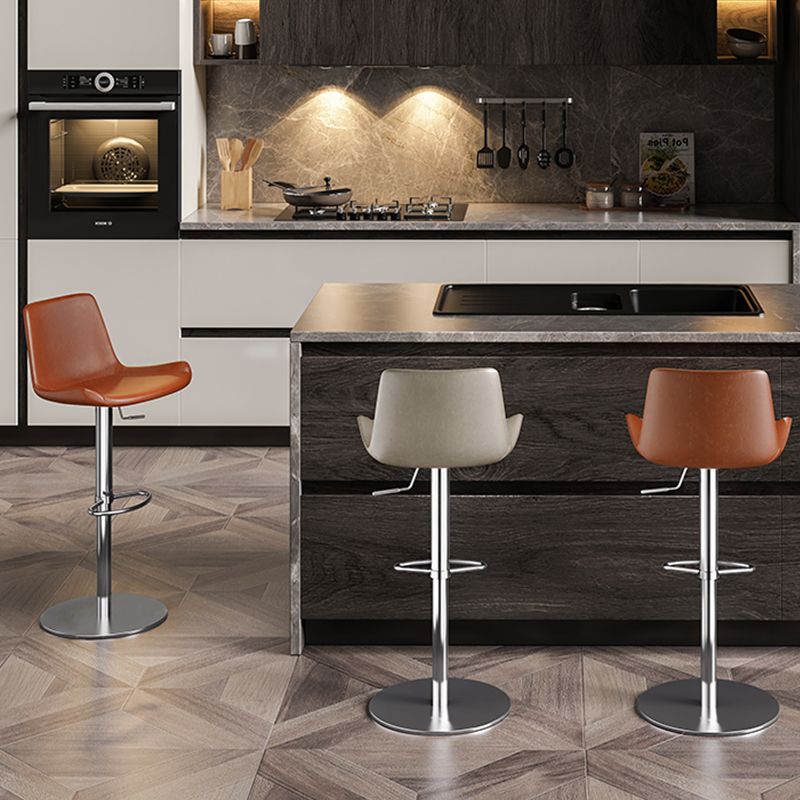 Adjustable Bar Stool Leather Backrest Counter Stool with Swivel