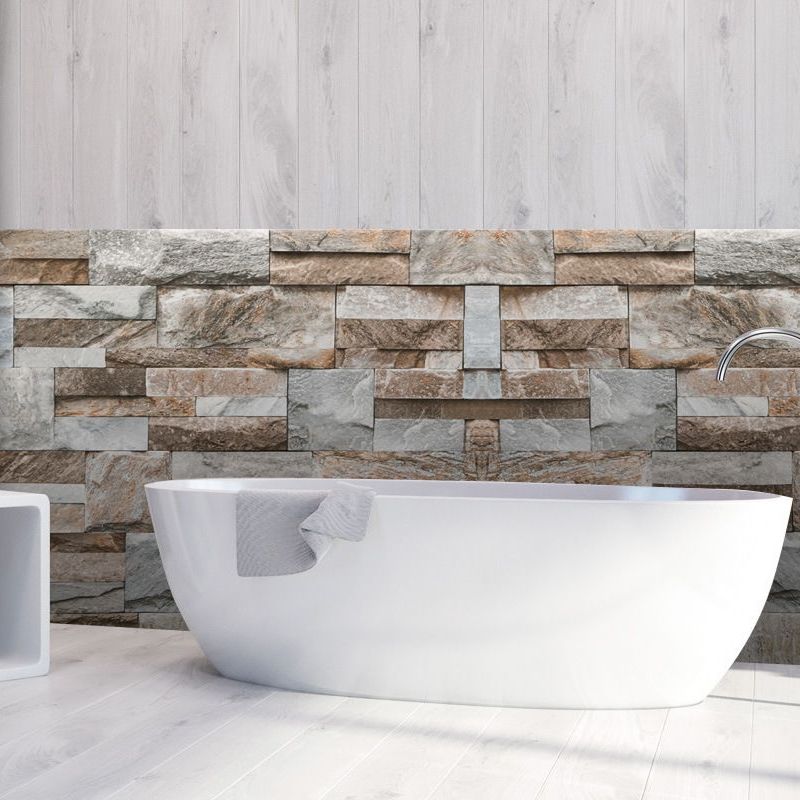Country Marble Rock Stick Wallpaper Panel for Washroom 8' x 8" Wall Decor in Brown