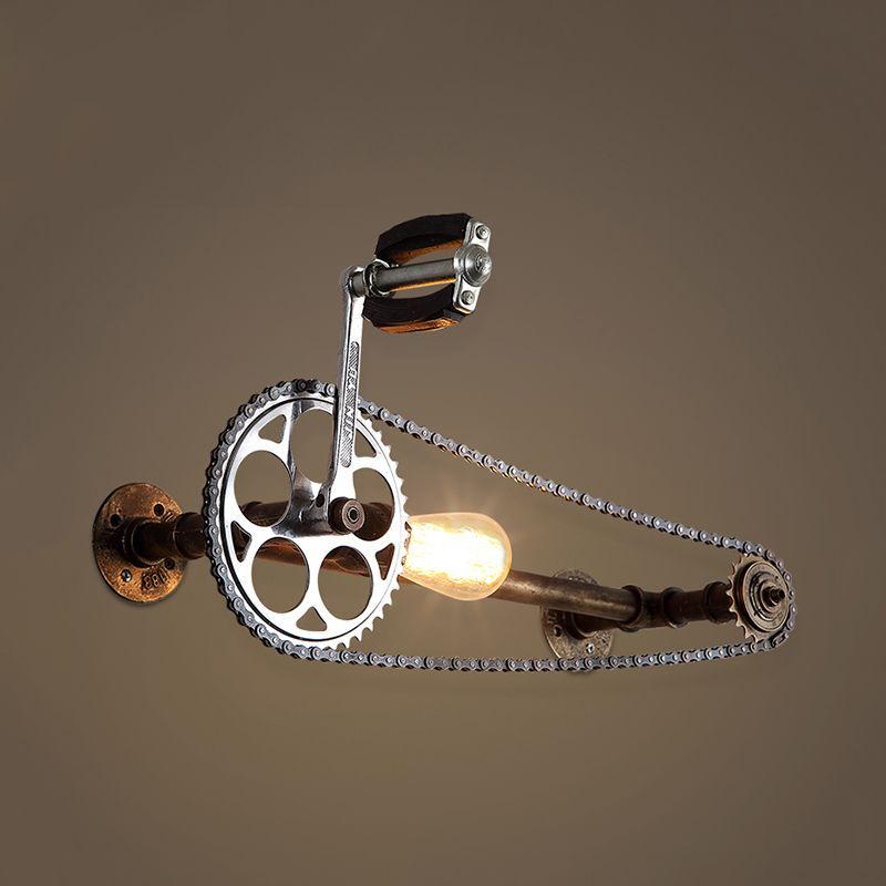 Application murale industrielle nue bare avec conception de vélo 1 lumière de montage en métal lumineux en bronze pour la ferme