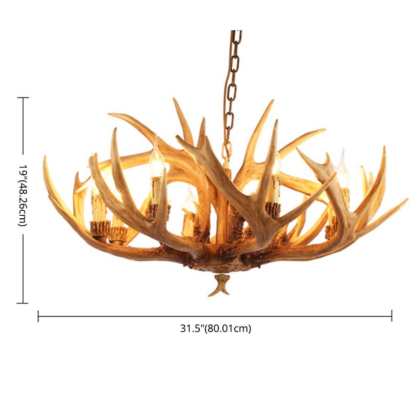 Wooden Chandelier Light Fixtures Faux Antler Farmhouse Chandelier Lighting for Bedroom