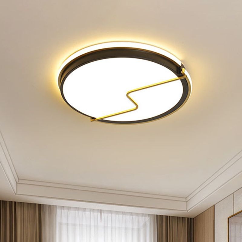 Rounded Bedroom Flush Ceiling Light Acrylic 16"/19.5" W LED Modernist Flush Mount Lamp in Black, Warm/White Light