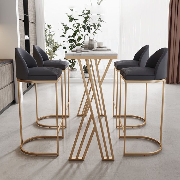 Luxurious Rectangular Pub Table Set 1/2/5 Pieces Artificial Marble Counter Table Set