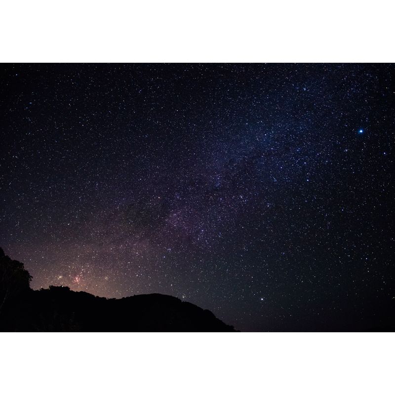 Mountain and Night Stars Mural Decal Black-Blue Contemporary Wall Decor for Living Room