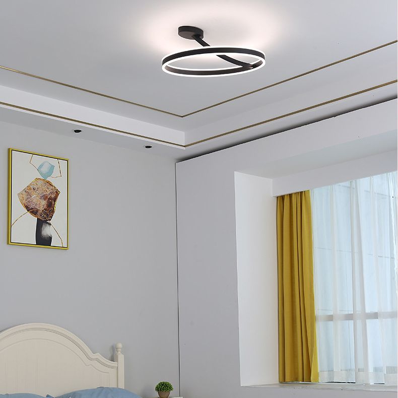 Modern Creative LED Semi Flush Mount Aluminium Linear Ceiling Fixture with Acrylic Shade