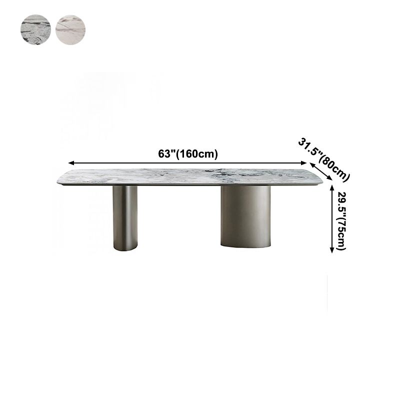 Metal Traditional Luxury Rectangle Table Sintered Stone Top Table for Kitchen