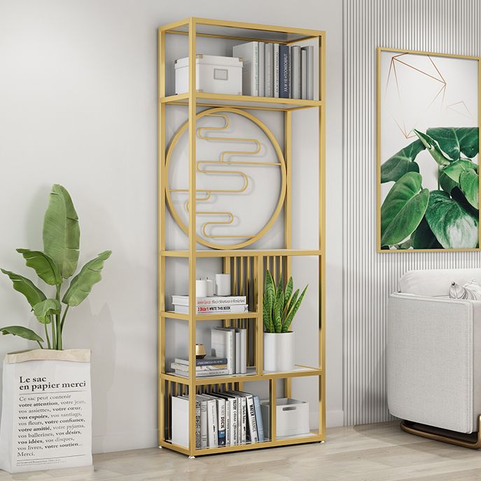 Modern Living Room Etagere Bookshelf Iron Frame Manufactured Wood Shelf Bookcase