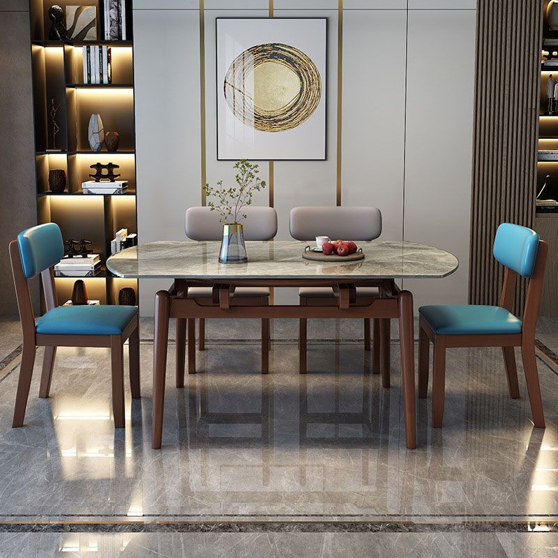 4 Legs Dining Table Sintered Stone Extendable Table for Kitchen