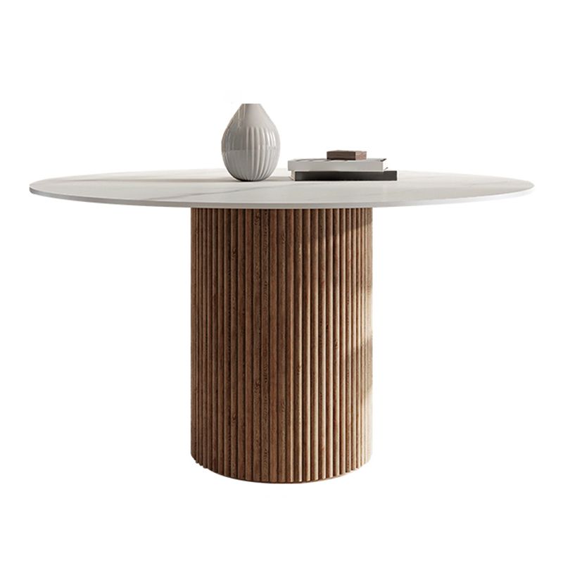 Round Dining Table Contemporary Dining Table with Solid Wood Pedestal