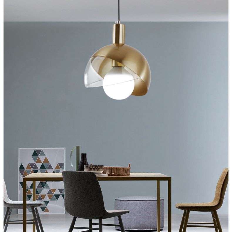 Post-modern Style Metal Suspension Pendant Light Glass Orb Shade Decorative Hanging Lamp in Gold