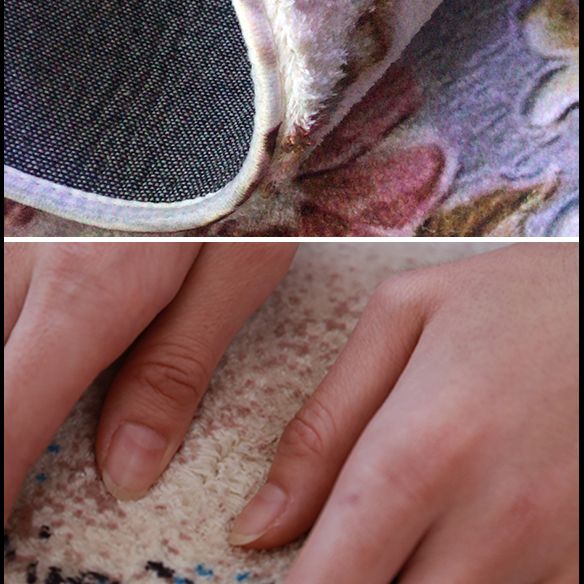 Blue Tone Contemporary Indoor Rug Polyester Plant Print Rug Non-Slip Backing Indoor Rug for Living Room