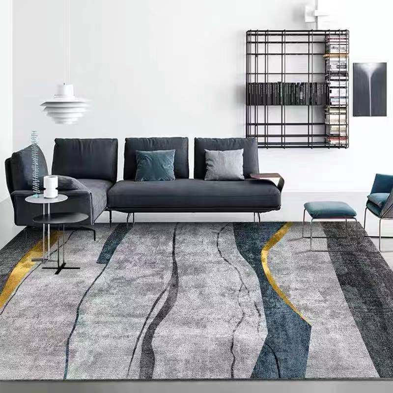 Multi Color Contemporary Rug Synthetics Abstract Geometry Carpet Non-Slip Stain Resistant Washable Rug for Sitting Room
